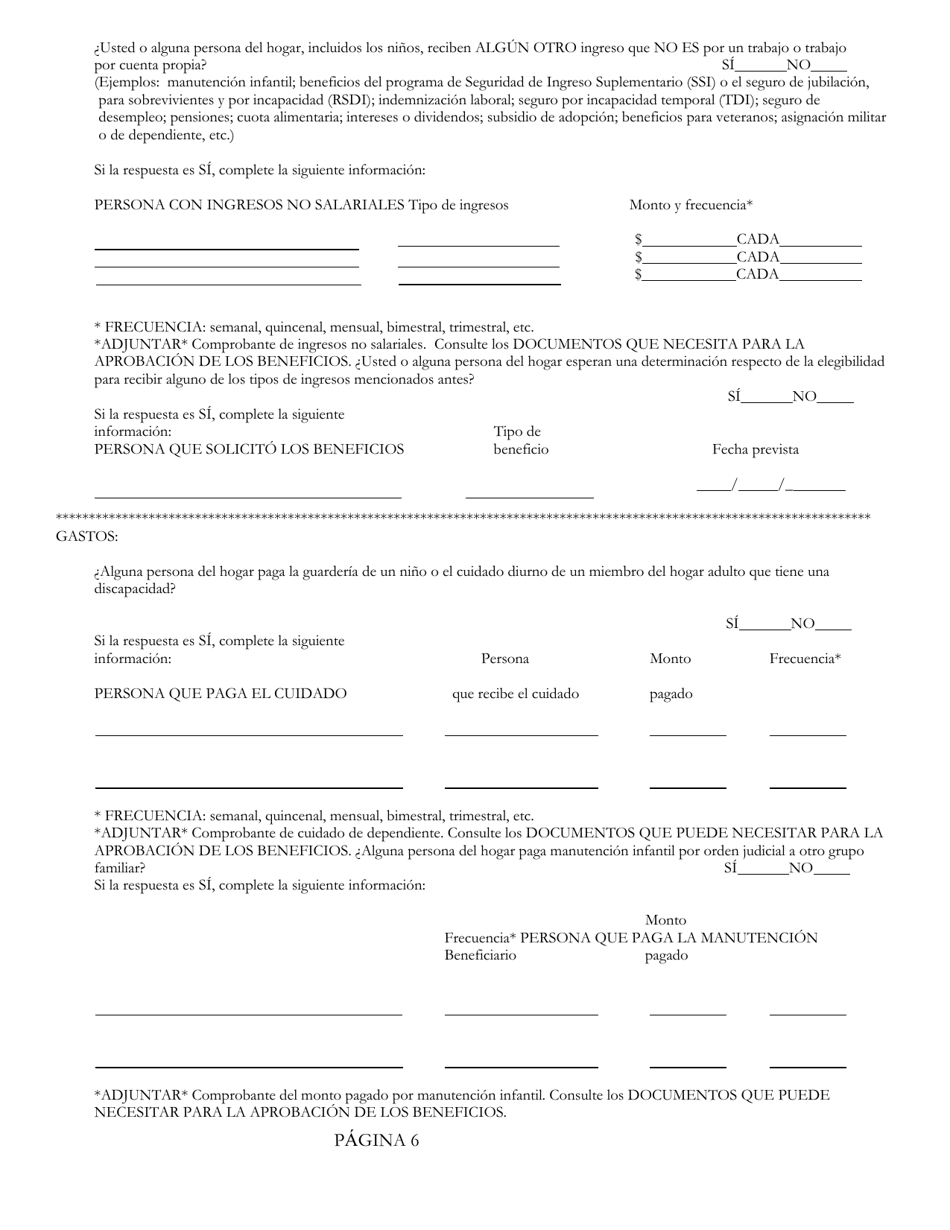 Formulario SNAP-2 Formulario De Recertificacion Para El Snap Del Departamento De Servicios Humanos (DHS) - Rhode Island (Spanish), Page 6