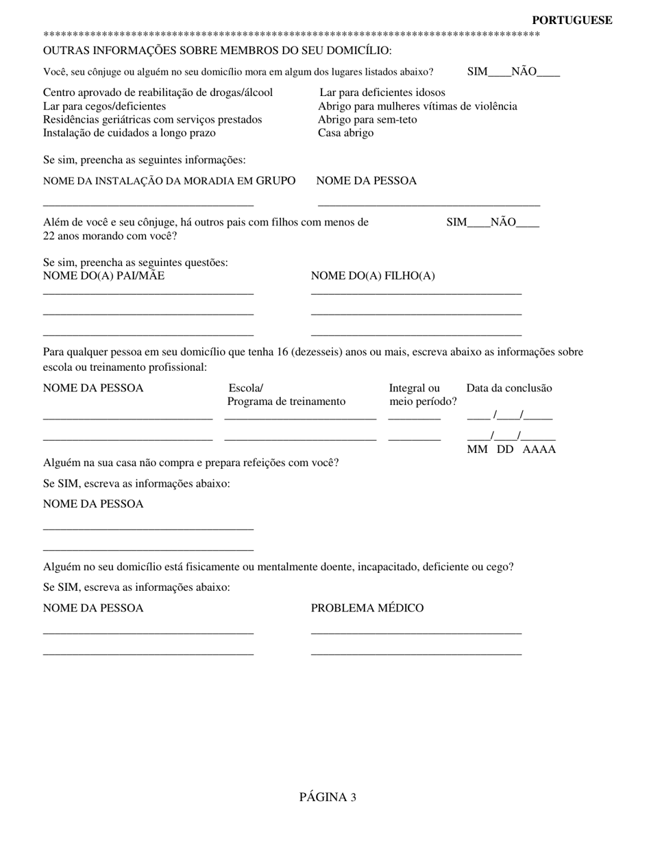 Form SNAP-2 Snap Recertification Form - Rhode Island (Portuguese), Page 3