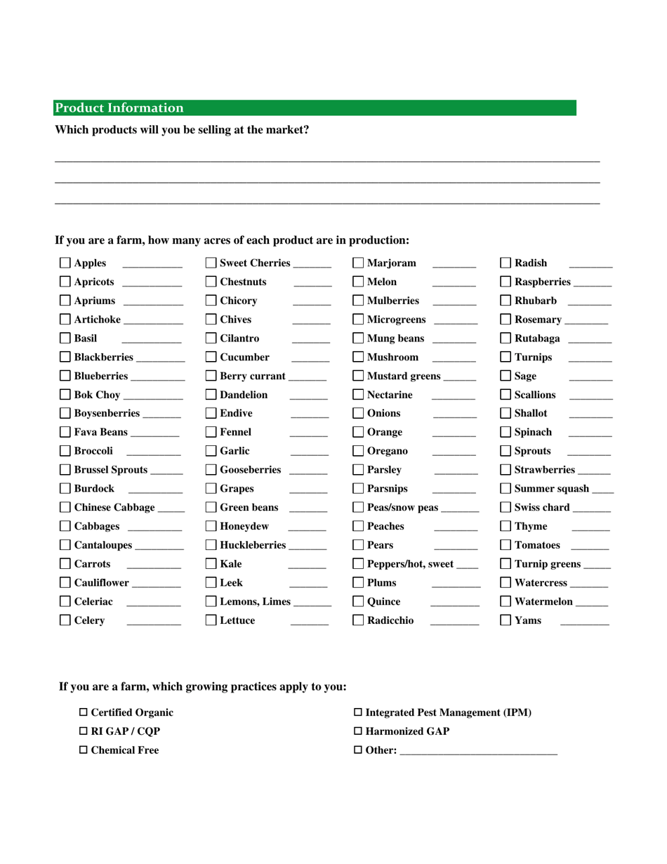 Ri Dem Farmers Market Application - Rhode Island, Page 2