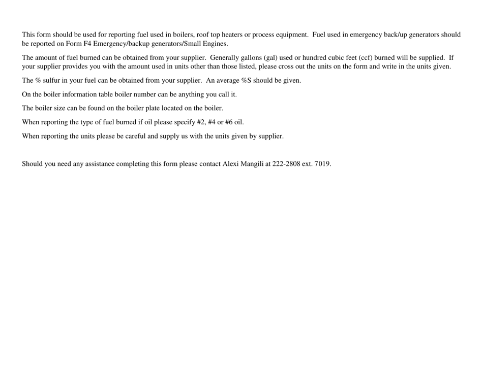 API Form F1 Minor Source General Fuel Burning - Rhode Island, Page 2