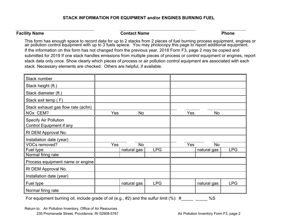 API Form F3 Fuel Burning Form for Fuels Burned in Anything Other Than a Boiler - Rhode Island, Page 2
