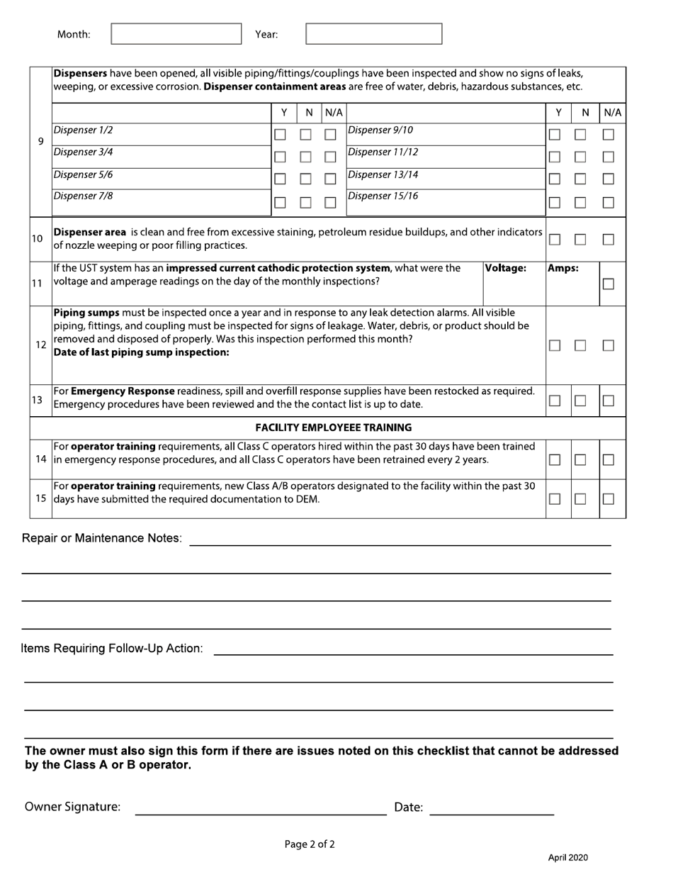 Epa Ust Inspection Checklist Fill Online Printable Fi 7314