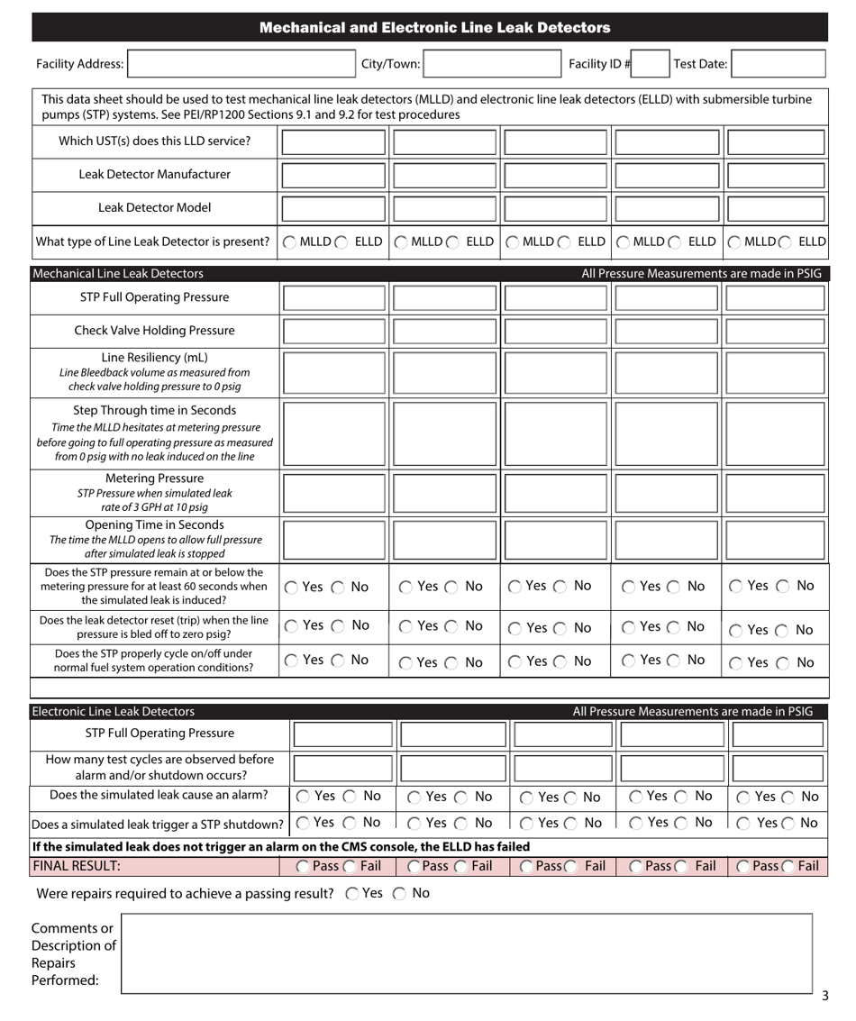 Standardized Annual Testing Form for Ust Systems - Rhode Island, Page 3