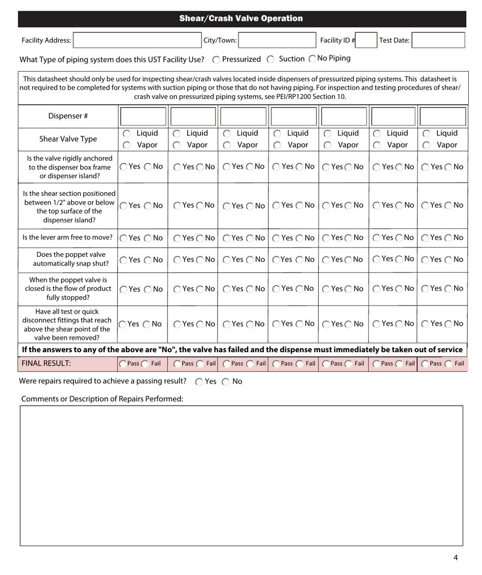 Standardized Annual Testing Form for Ust Systems - Rhode Island, Page 4