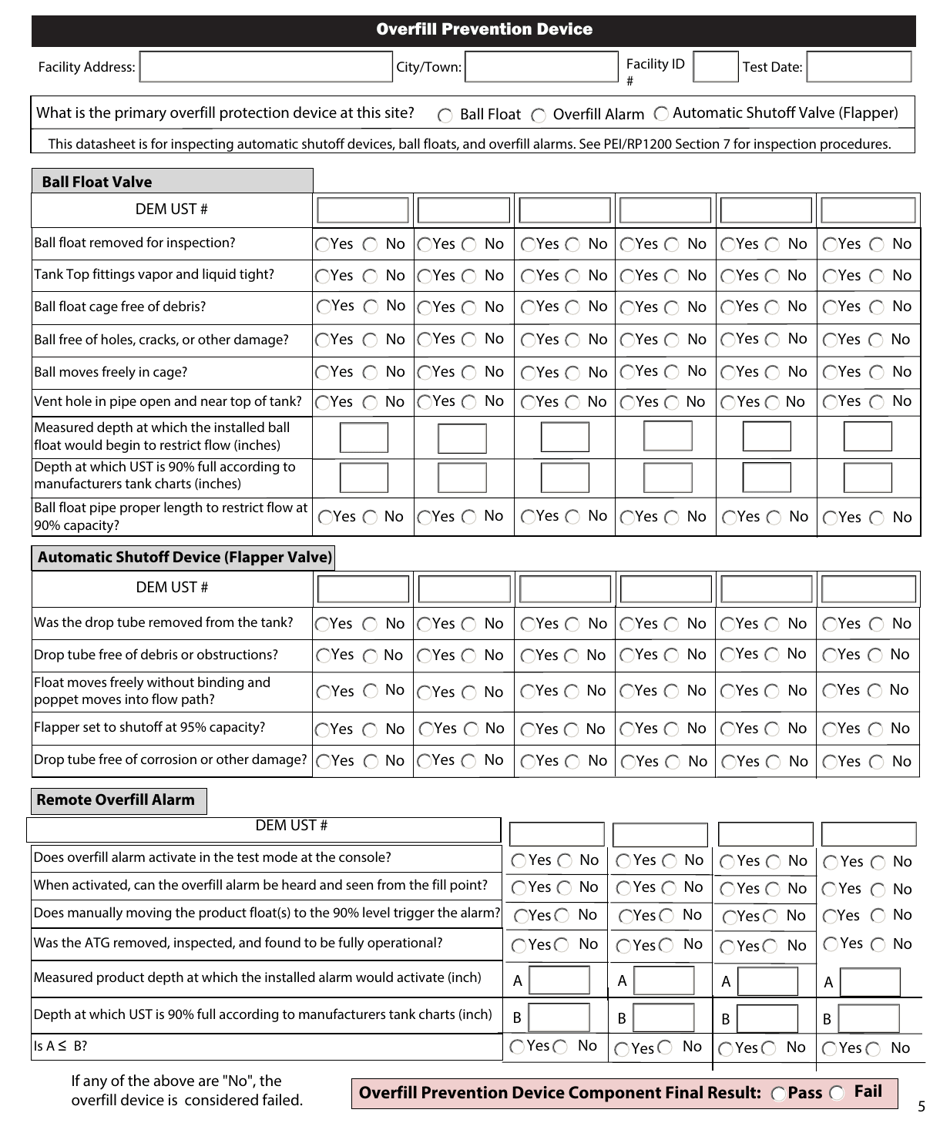 Standardized Annual Testing Form for Ust Systems - Rhode Island, Page 5