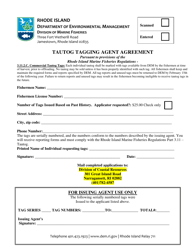 Document preview: Tautog Tagging Agent Agreement - Rhode Island