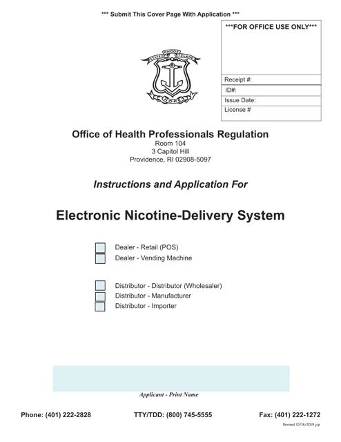 Application for Electronic Nicotine-Delivery System - Rhode Island Download Pdf