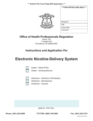 Application for Electronic Nicotine-Delivery System - Rhode Island