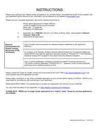 Application for Asbestos Analytical Services Phased Contrast Microscopy (PCM) - Rhode Island, Page 2