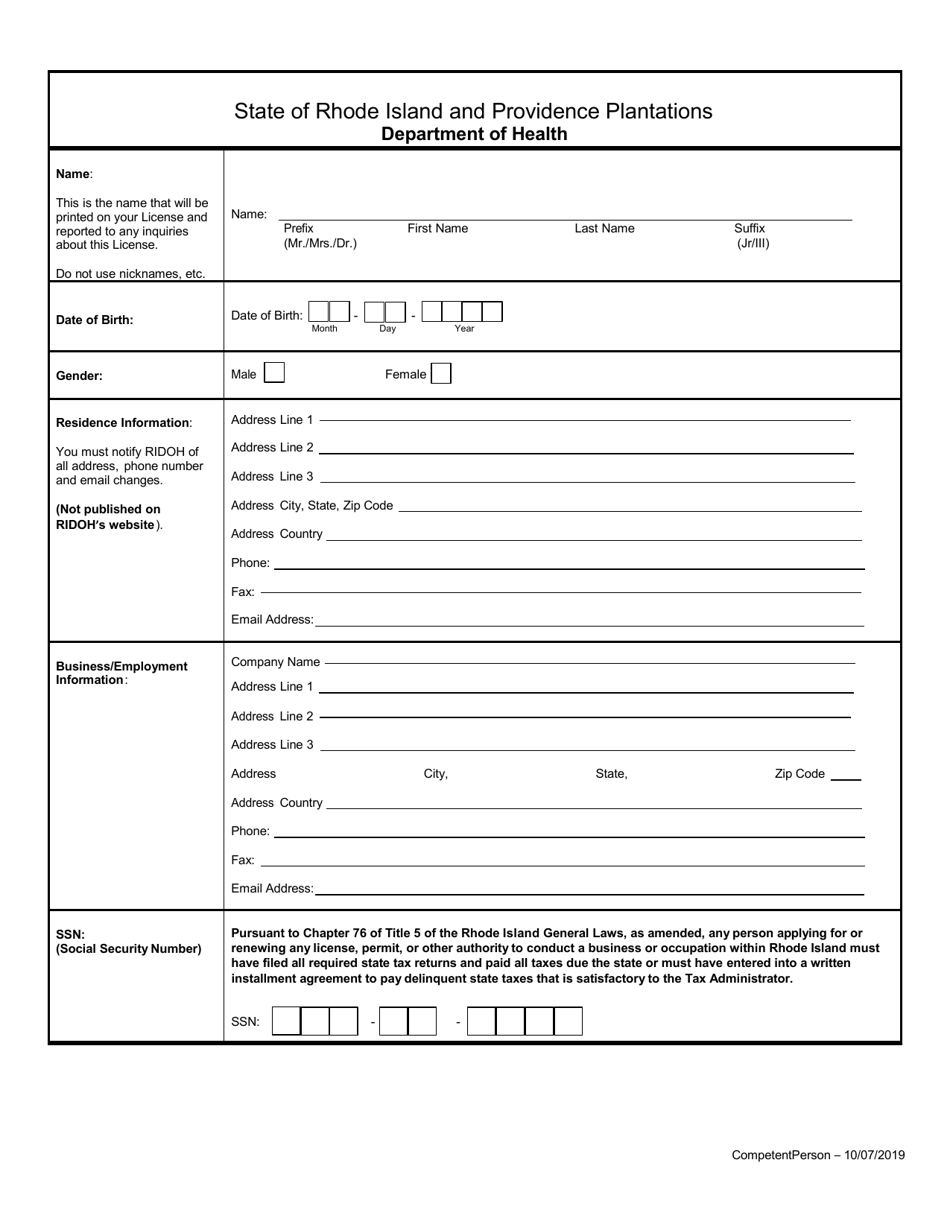 Application for Asbestos Competent Person - Rhode Island, Page 3