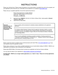 Application for Asbestos Analytical Services Polarized Light Microscopy (PLM) - Rhode Island, Page 2