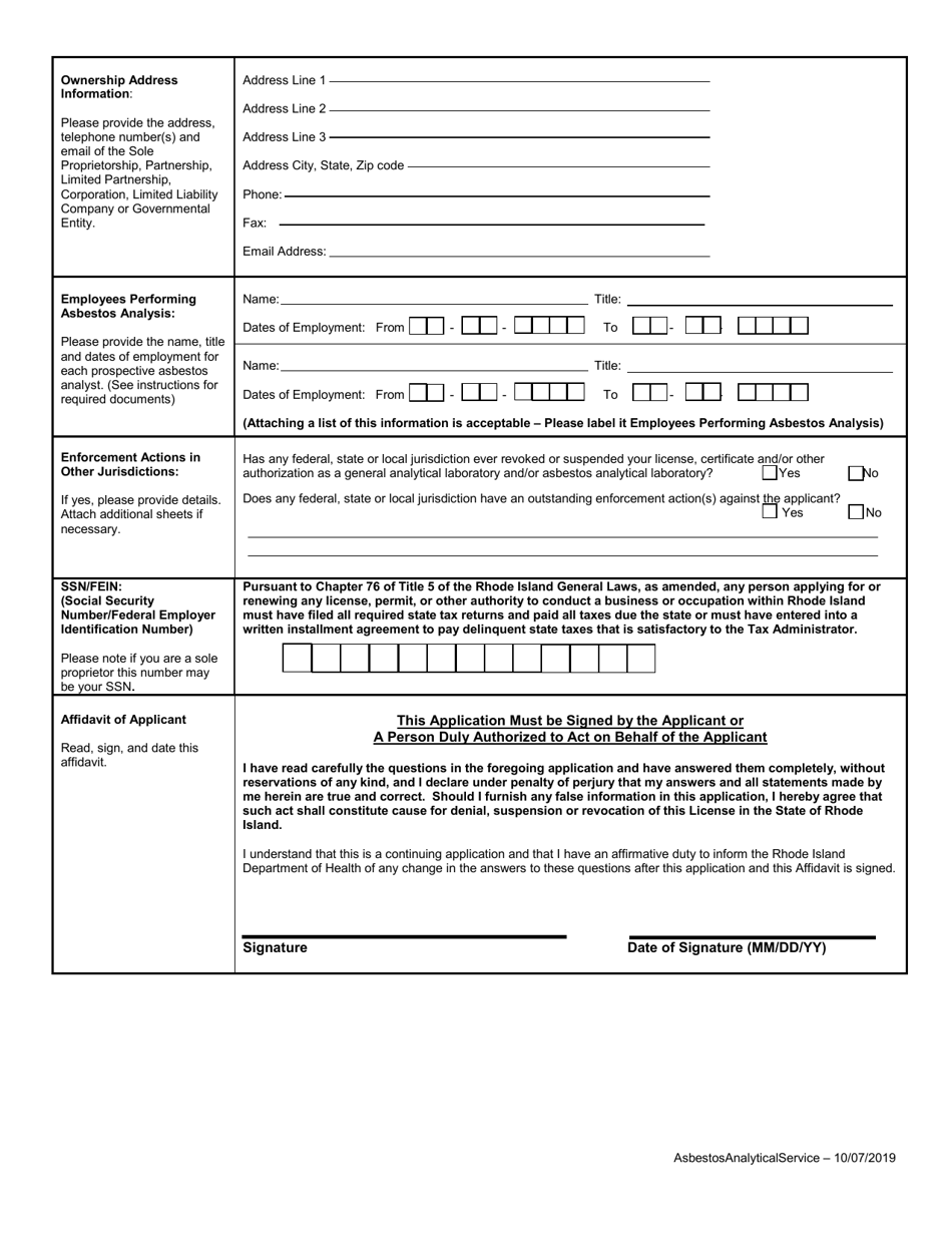 Application for Asbestos Analytical Services Polarized Light Microscopy (PLM) - Rhode Island, Page 4