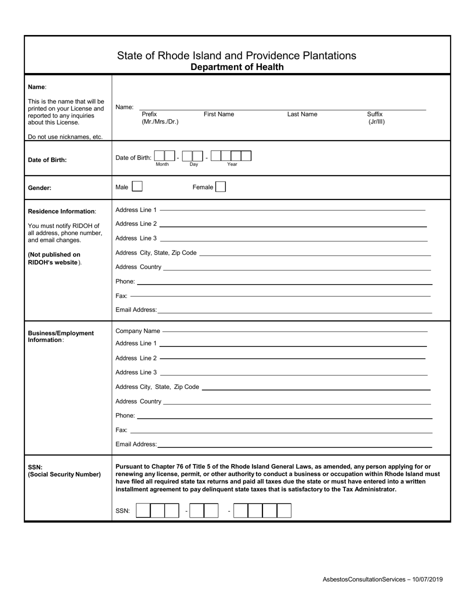 Application for Asbestos Consultation Services Management Planner - Rhode Island, Page 3