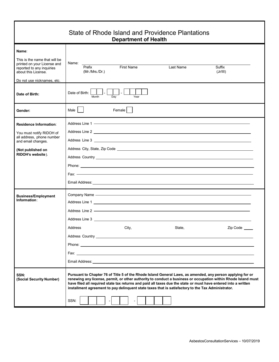 Application for Asbestos Consultation Services Inspector - Rhode Island, Page 3