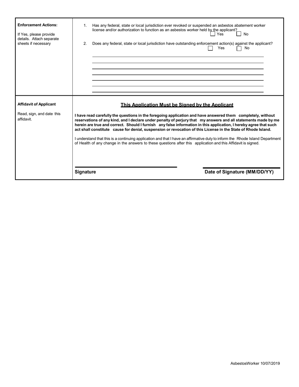 Application for Asbestos Worker - Rhode Island, Page 4