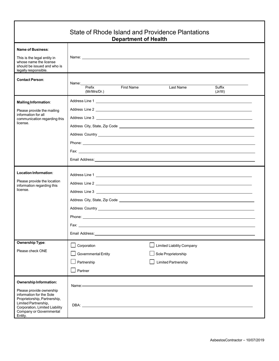 Application for Asbestos Contractor - Rhode Island, Page 3