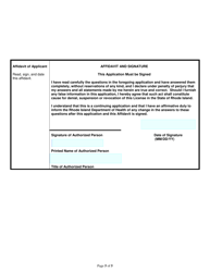 Application for Dairy Business Permit: Frozen Dessert - in-State Wholesale / Frozen Dessert - out of State Wholesale - Rhode Island, Page 5