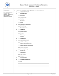 Application for Clinical Laboratory - Rhode Island, Page 3