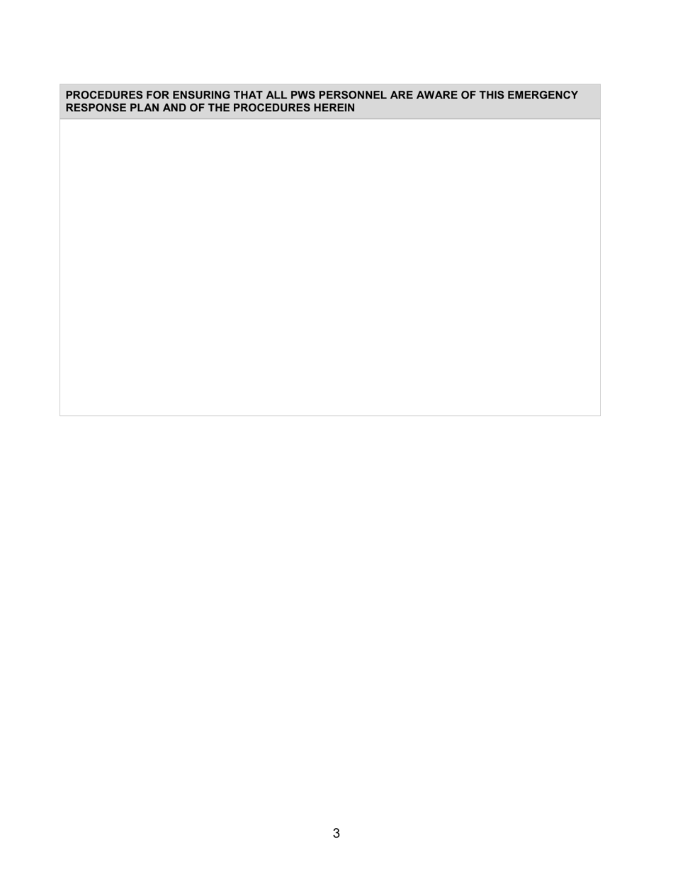 Transient Non-community Public Water System Emergency Response Plan - Rhode Island, Page 3