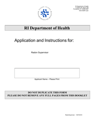 Document preview: Application for Radon Supervisor - Rhode Island