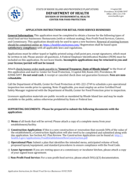 Application for Retail Food Service Businesses - Rhode Island