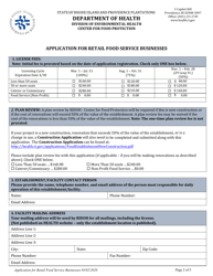 Application for Retail Food Service Businesses - Rhode Island, Page 4