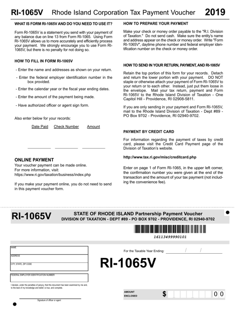Form RI-1065V 2019 Printable Pdf