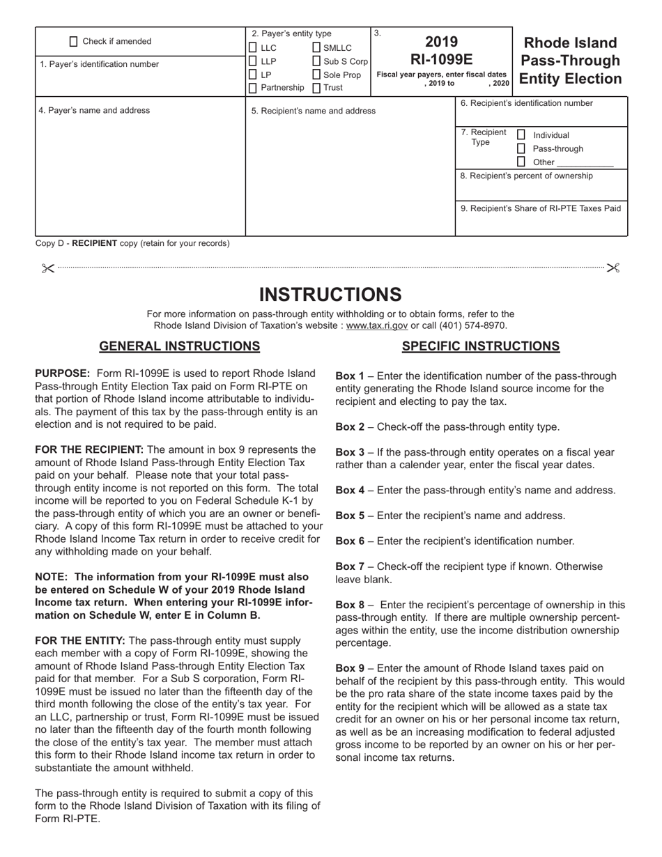 Form RI-1099E Rhode Island Pass-Through Entity Election - Rhode Island, Page 2