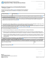 Form 650 Statement of Transparency and Sustainability Standards - Rhode Island, Page 2