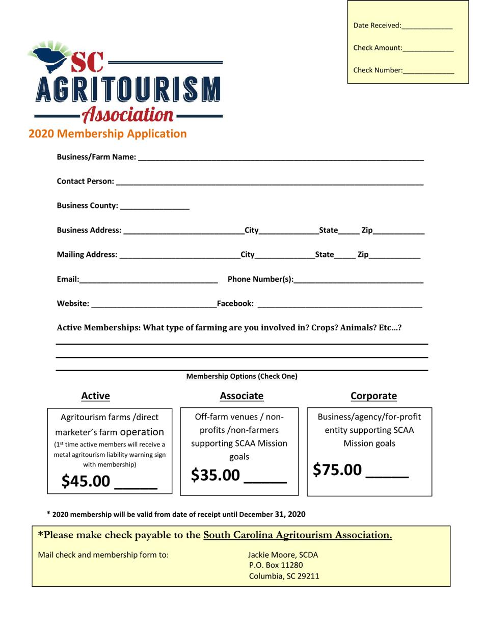 Membership Application - South Carolina, Page 1