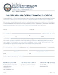 CPD Form 312 &quot;South Carolina Cash Affidavit Application&quot; - South Carolina