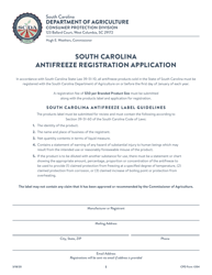 CPD Form 204 South Carolina Antifreeze Registration Application - South Carolina