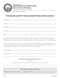 CPD Form 804 Produce Safety Rule Exemption Application - South Carolina, Page 2
