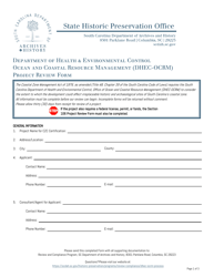 Department of Health &amp; Environmental Control Ocean and Coastal Resource Management (Dhec-Ocrm) Project Review Form - South Carolina