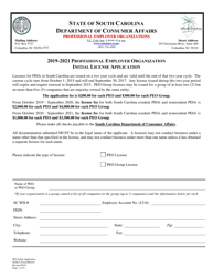 Document preview: SCDCA Form PEO-01 Professional Employer Organization Initial License Application - South Carolina