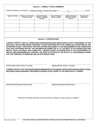 DHEC Form 2513 Standard Application Form for Agricultural Permit Transfer of Ownership or Operation - South Carolina, Page 2