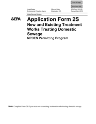 NPDES Form 2S (EPA Form 3510-2S) &quot;Application for Npdes Permit for Sewage Sludge Management New and Existing Treatment Works Treating Domestic Sewage&quot;