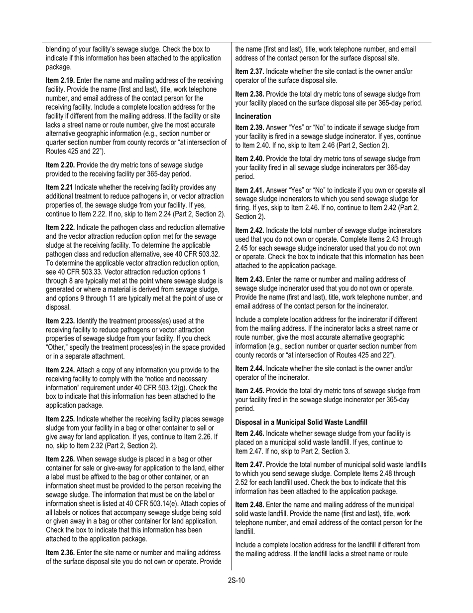 NPDES Form 2S (EPA Form 3510-2S) Application for Npdes Permit for Sewage Sludge Management New and Existing Treatment Works Treating Domestic Sewage, Page 12