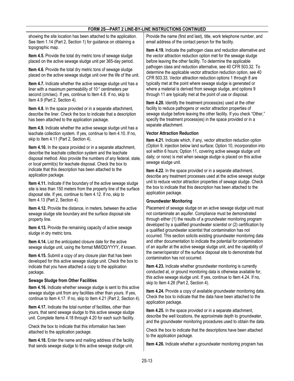NPDES Form 2S (EPA Form 3510-2S) Application for Npdes Permit for Sewage Sludge Management New and Existing Treatment Works Treating Domestic Sewage, Page 15