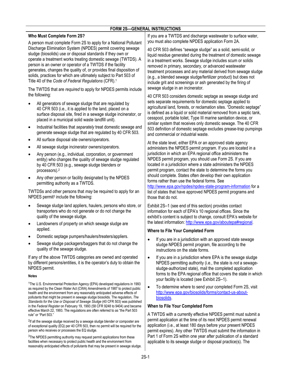 NPDES Form 2S (EPA Form 3510-2S) Application for Npdes Permit for Sewage Sludge Management New and Existing Treatment Works Treating Domestic Sewage, Page 3