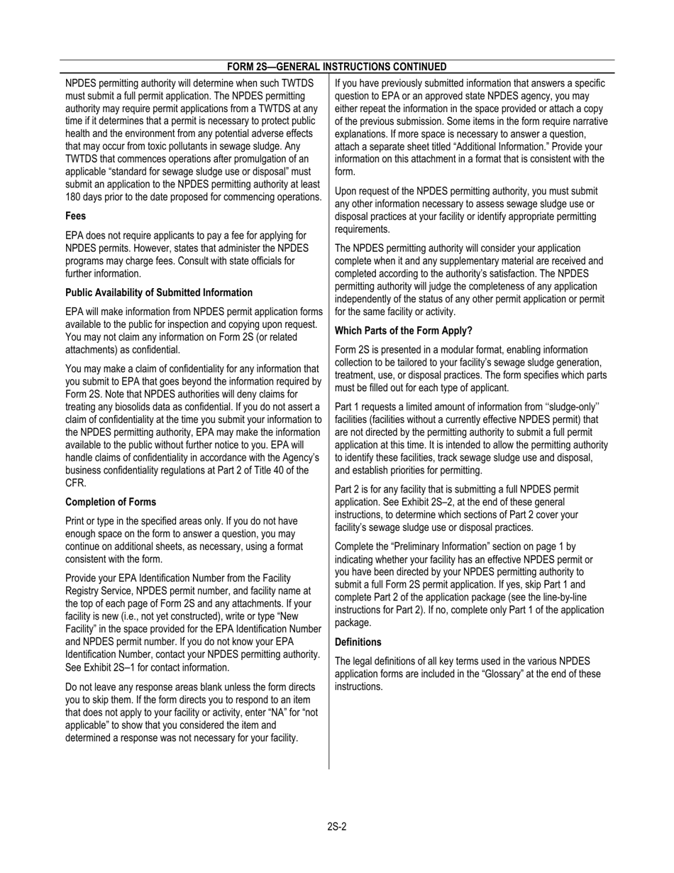 NPDES Form 2S (EPA Form 3510-2S) Application for Npdes Permit for Sewage Sludge Management New and Existing Treatment Works Treating Domestic Sewage, Page 4