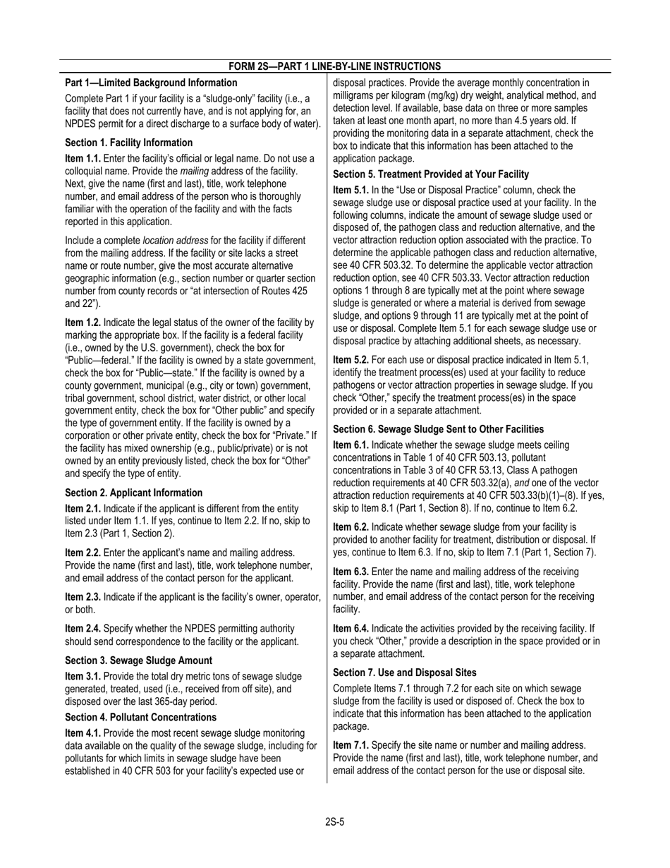 NPDES Form 2S (EPA Form 3510-2S) Application for Npdes Permit for Sewage Sludge Management New and Existing Treatment Works Treating Domestic Sewage, Page 7