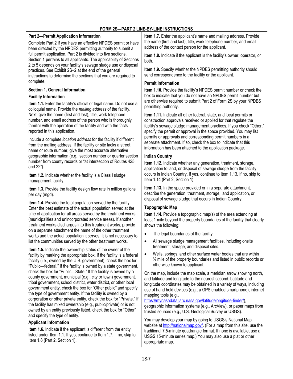 NPDES Form 2S (EPA Form 3510-2S) Application for Npdes Permit for Sewage Sludge Management New and Existing Treatment Works Treating Domestic Sewage, Page 9