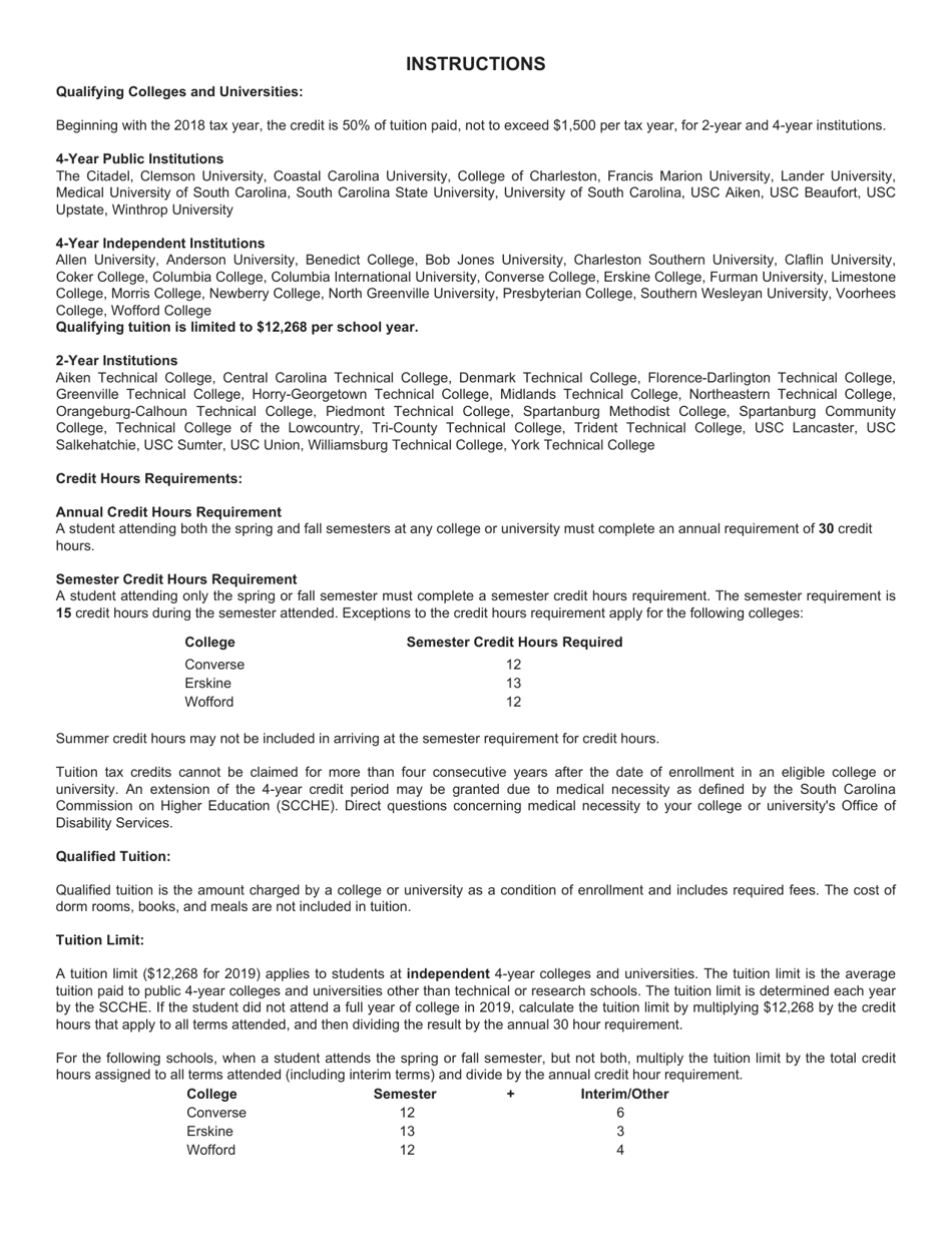 Form I-319 Tuition Tax Credit - South Carolina, Page 3