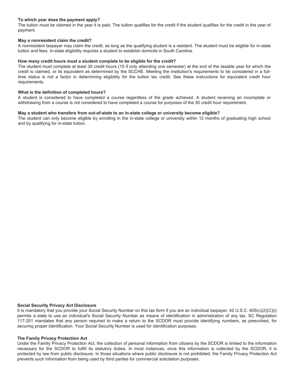 Form I-319 Tuition Tax Credit - South Carolina, Page 5