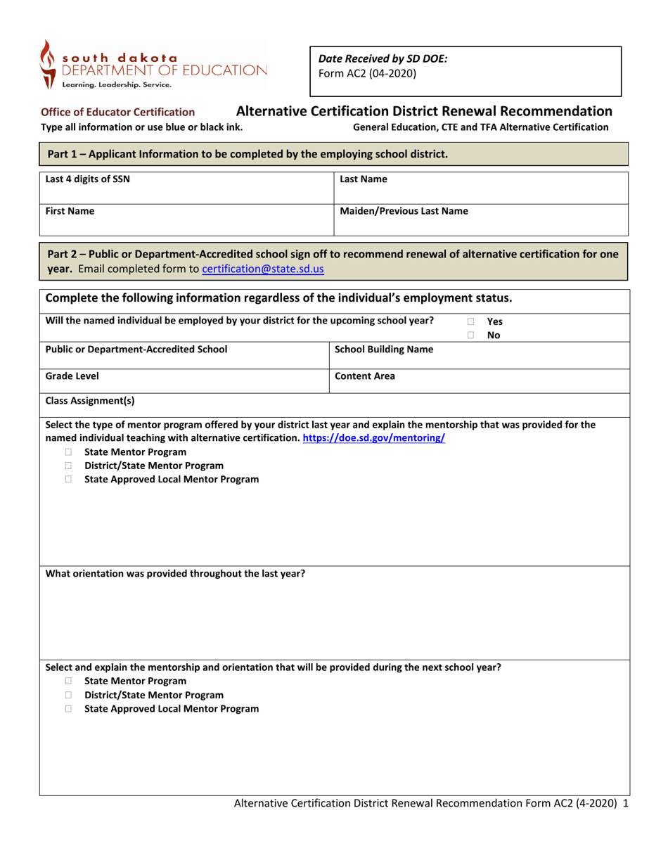 Form AC2 Download Fillable PDF or Fill Online Alternative ...