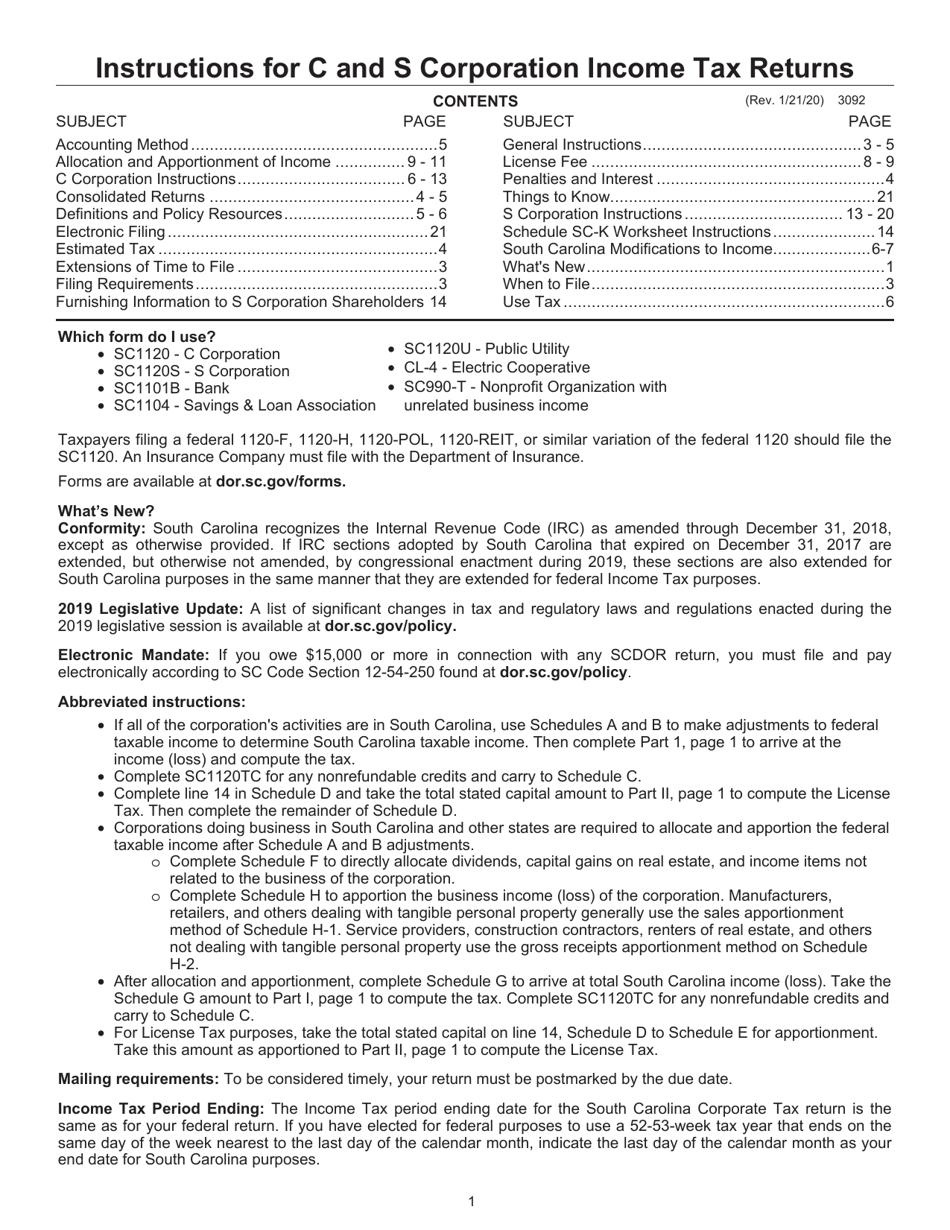 sc form 1120 instructions 2022