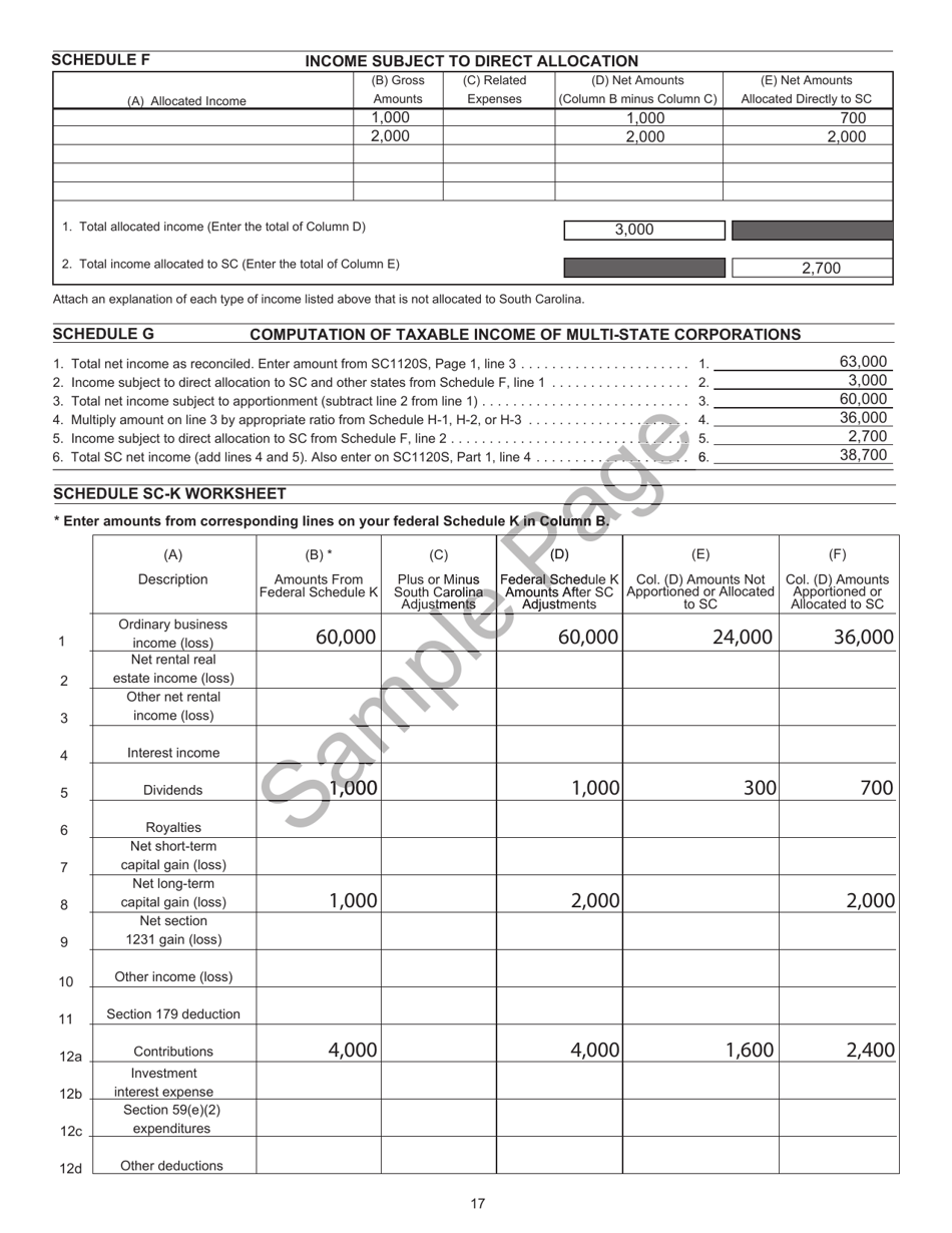 Instructions for Form SC1120, SC1120S - South Carolina, Page 17