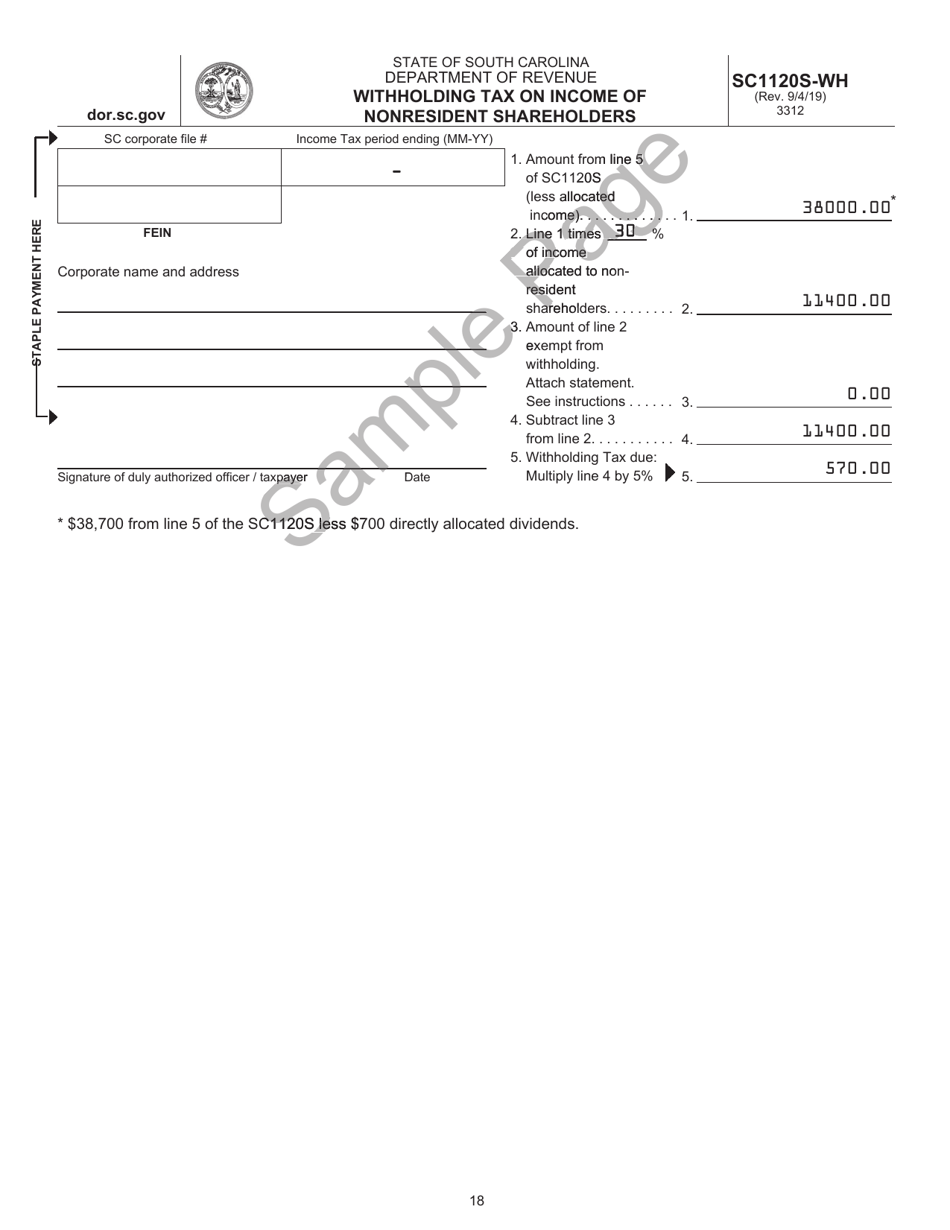 Instructions for Form SC1120, SC1120S - South Carolina, Page 18