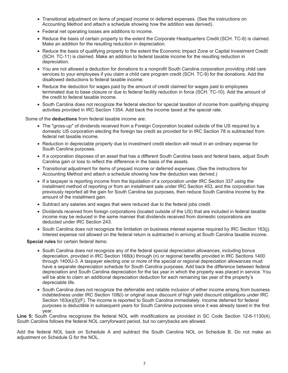 Instructions for Form SC1120, SC1120S - South Carolina, Page 7